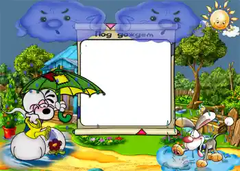 An inscription on the frame: Под дождем. An inscription on the frame: Под дождем.