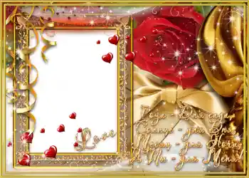 Photo effect from category Frames for Lovers № 1255. An inscription on the frame: Стишок "Роза - Для сада, Солнце - для дня ...".
