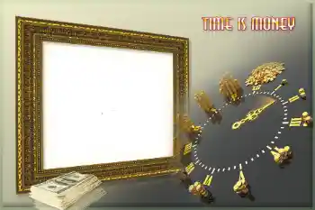 An inscription on the frame: Time is money