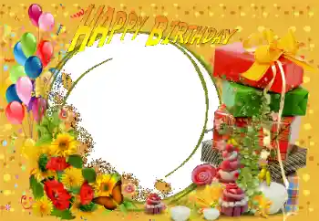 An inscription on the frame: Happy Birthday! An inscription on the frame: Happy Birthday!