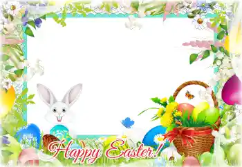 An inscription on the frame: Happy Easter! An inscription on the frame: Happy Easter!