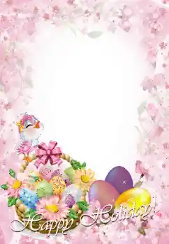 An inscription on the frame: Happy Easter! An inscription on the frame: Happy Easter!