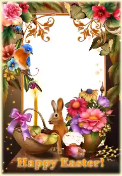 An inscription on the frame: Happy Easter! An inscription on the frame: Happy Easter!