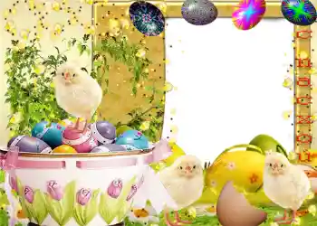 An inscription on the frame: Happy Easter! An inscription on the frame: Happy Easter!